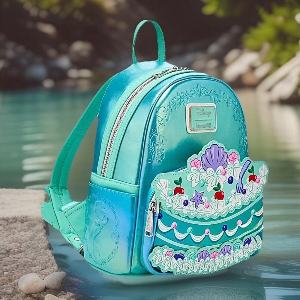 NEW Loungefly Disney Little Mermaid ARIEL Cake Backpack Bag Iridescent Teal Excl